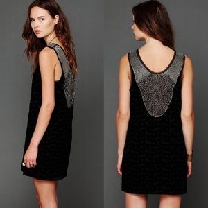 Free People Danced to Pieces Beaded Back Velvet Mini Dress Size 0
